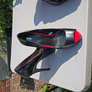 5in Patent Leather Black Red Heel